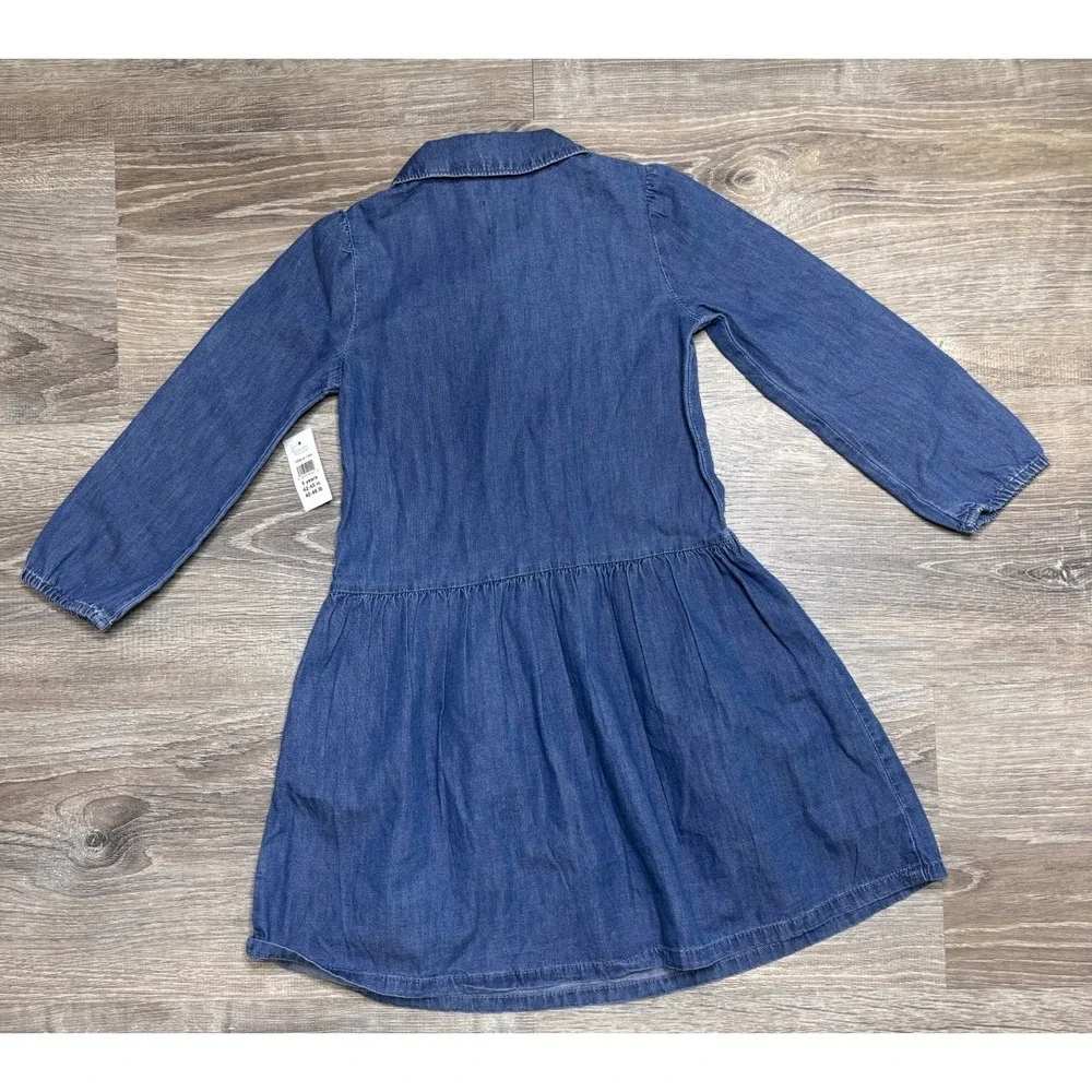 Gap Kids Girls Blue Denim Long Sleeve Button Front Shirt Dress Size 5 Years NWT